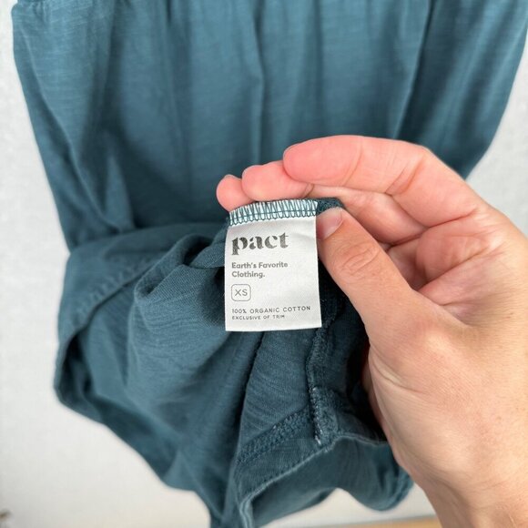 Pact Womens Relaxed Slub Tie Waist Dress Size XS Blue Pockets Casual Knee Length - Picture 5 of 11